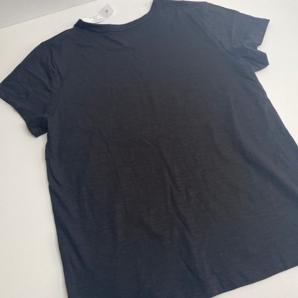 Time & Tru Womens Black Slub Crew Tee Shirt Medium 8-10 - Picture 4 of 4